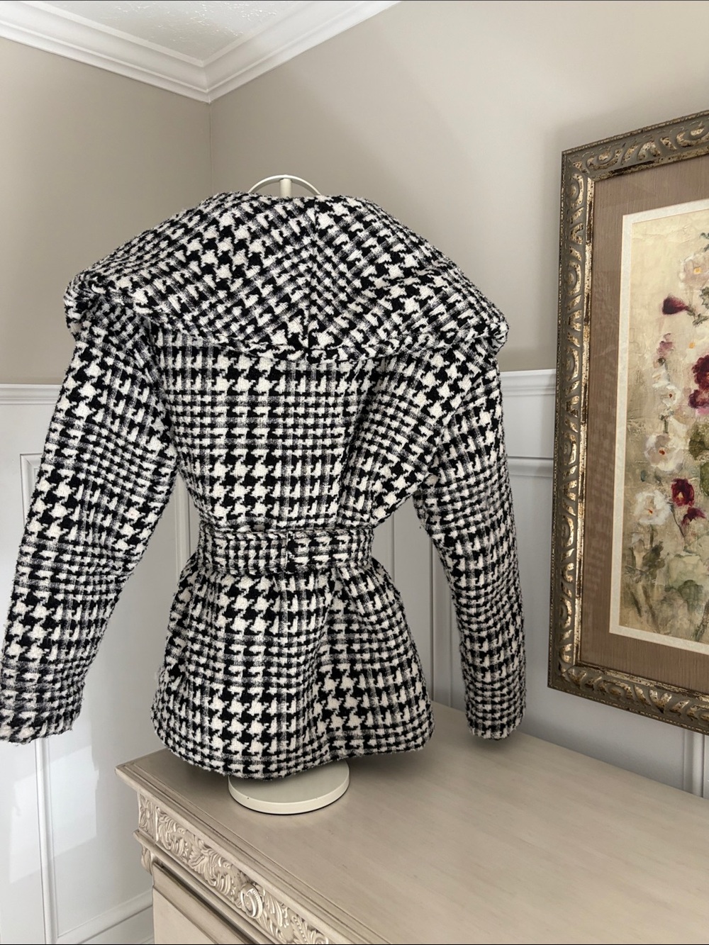 Blank Nyc Black And White Houndstooth Wrap Coat View 3